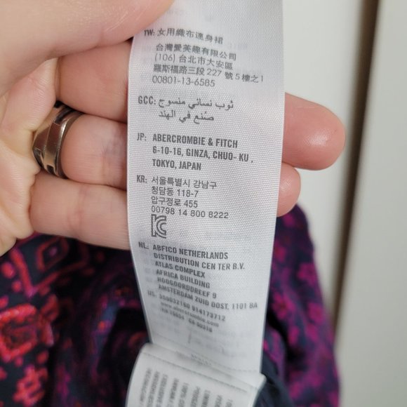 Hollister Geometric Patterned A-Line Mini Dress Long Sleeve Black Pink Boho XS - Picture 6 of 12